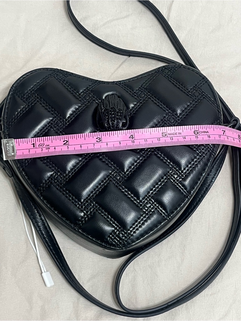 Kurt Geiger Kensington Black Quilted Heart Crossbody Bag - Picture 13 of 14